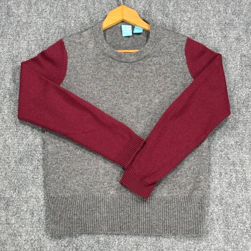 Barneys New York CO-OP Women's Medium Wool Cashmere Colorblock Crewneck Sweater
